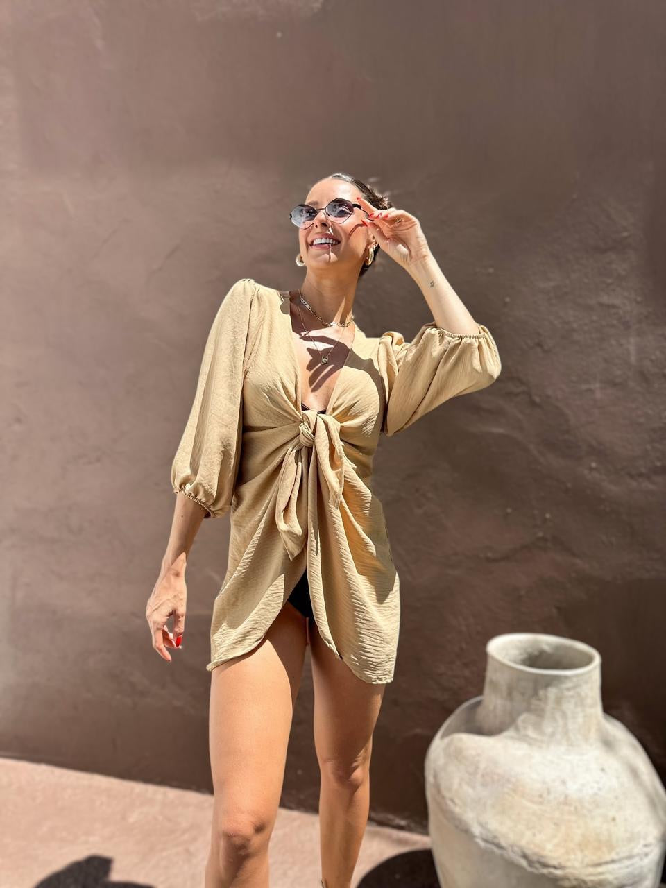 Saída de Praia Kimono Caramelo