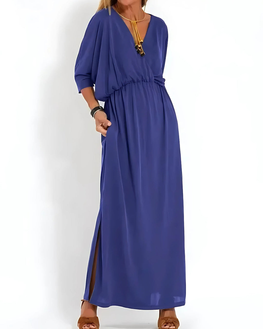 Vestido Ivy - Decote em V | Super Fresco e Solto - Vintage