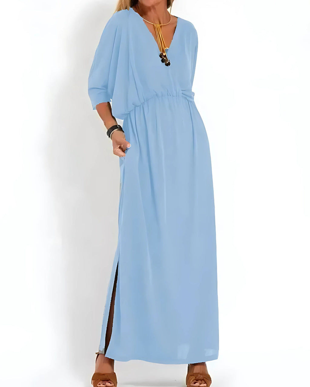 Vestido Ivy - Decote em V | Super Fresco e Solto - Vintage