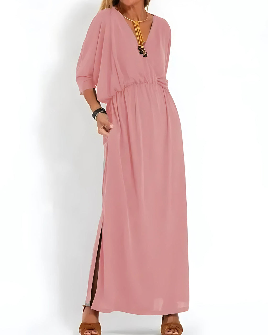 Vestido Ivy - Decote em V | Super Fresco e Solto - Vintage