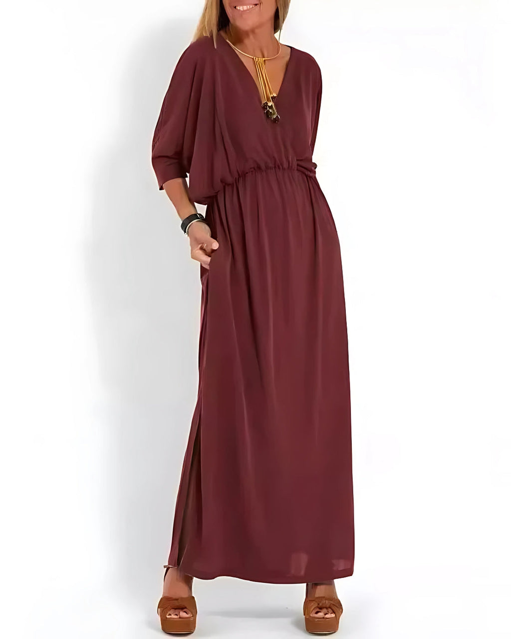 Vestido Ivy - Decote em V | Super Fresco e Solto - Vintage