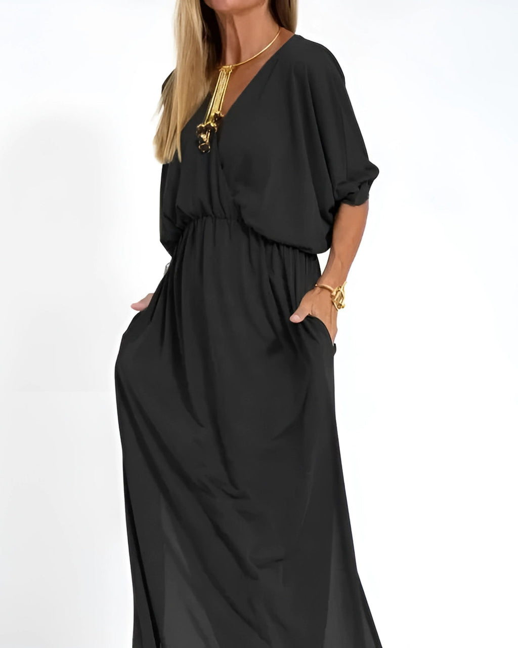 Vestido Ivy - Decote em V | Super Fresco e Solto - Vintage