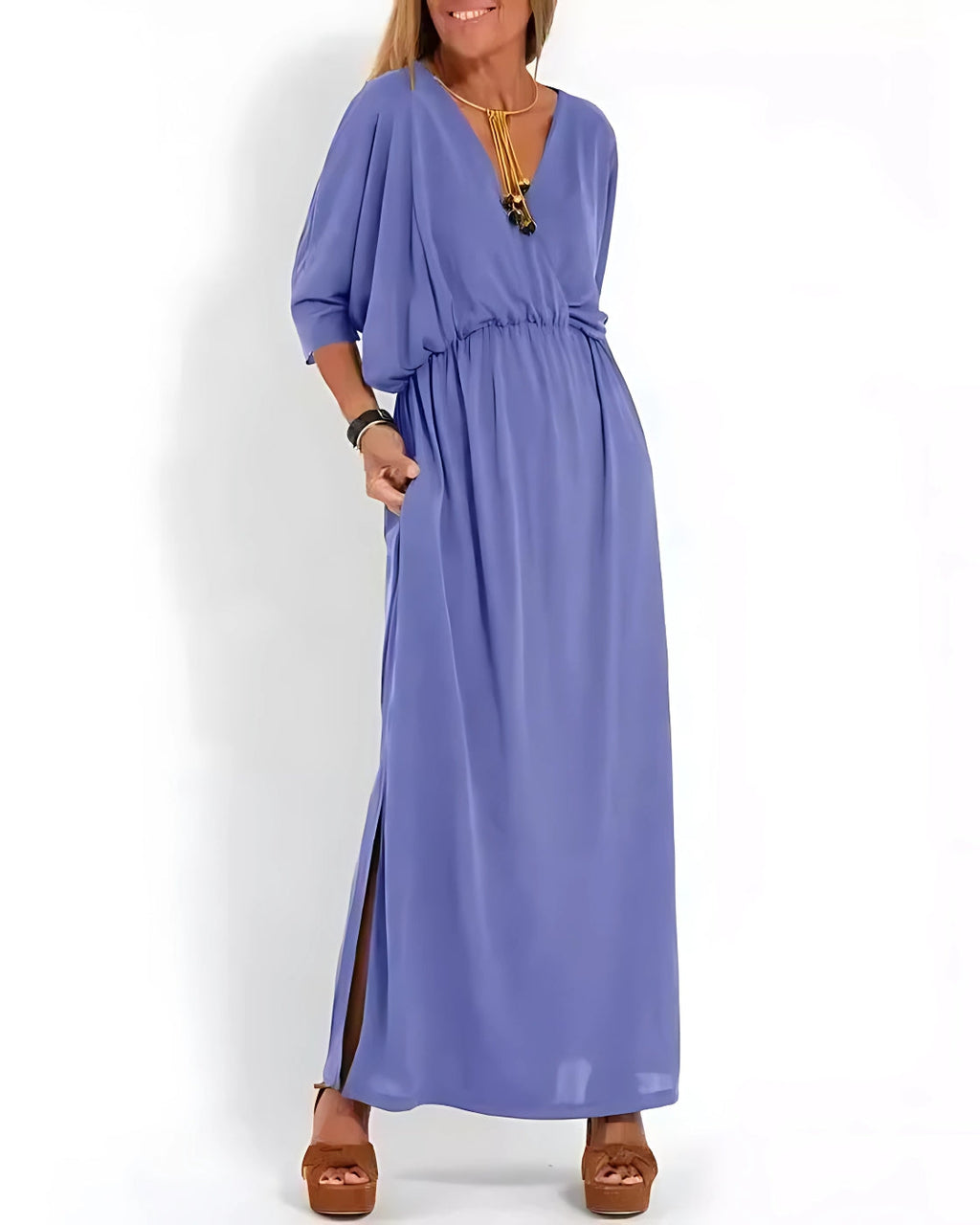 Vestido Ivy - Decote em V | Super Fresco e Solto - Vintage