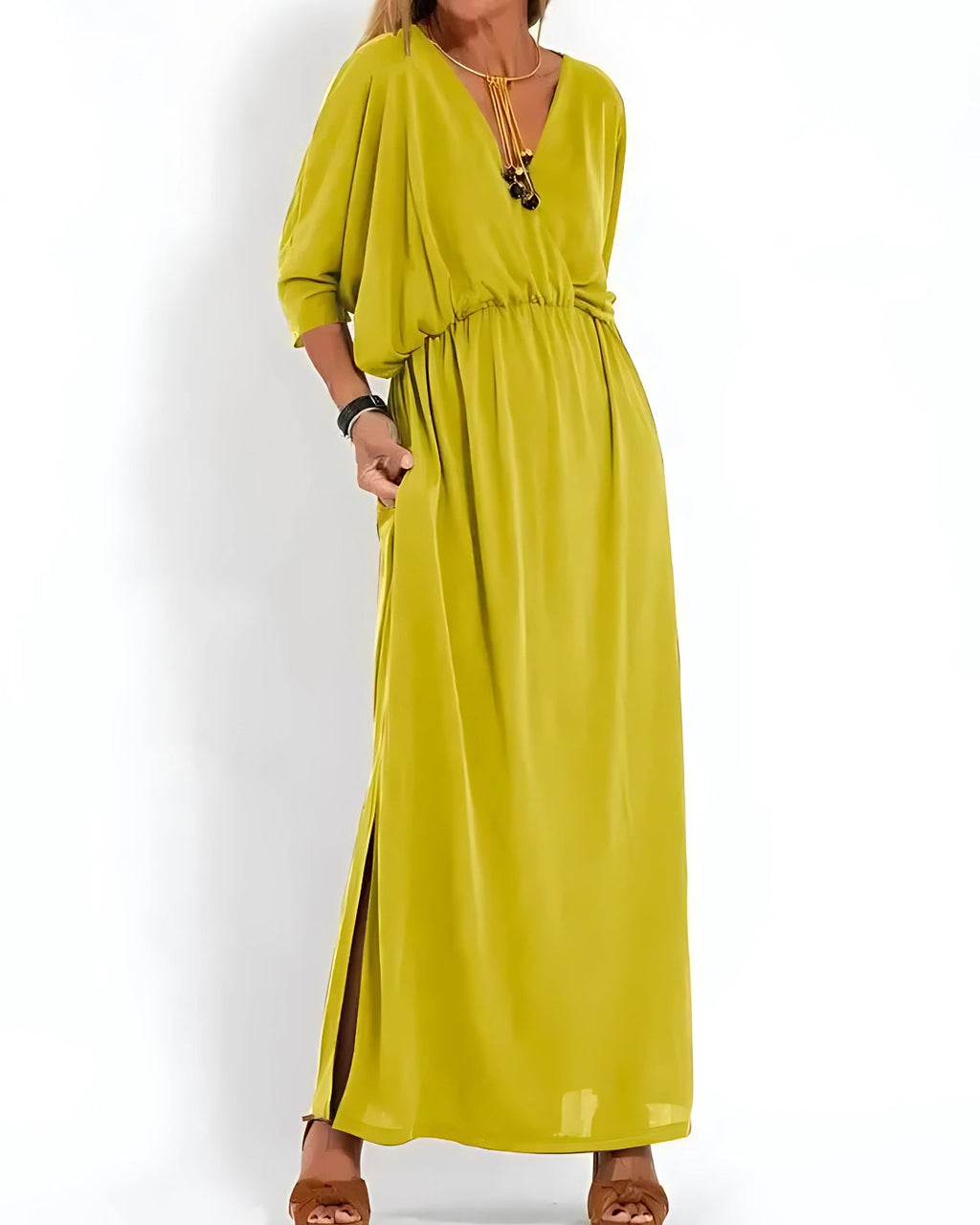 Vestido Ivy - Decote em V | Super Fresco e Solto - Vintage